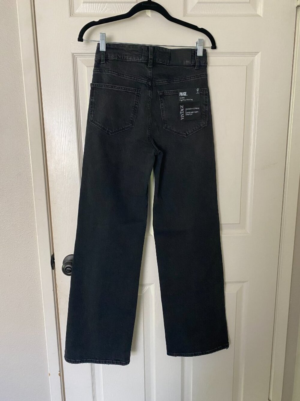 PAIGE NWT | 30" Sasha High-Rise Wide Leg Jean in Viper Black Distressed - Picture 6 of 16